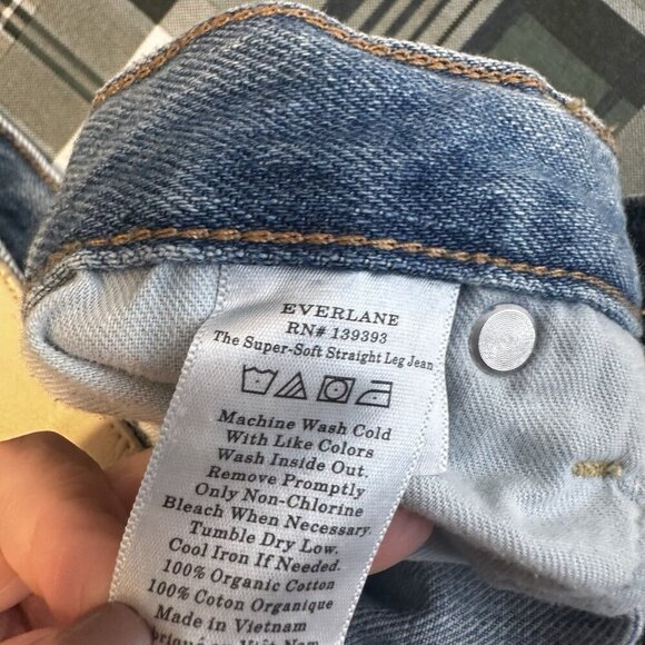Everlane Womens Super Soft Straight Leg Jeans Size 28 Cotton Med Wash Mid Rise - Picture 9 of 12